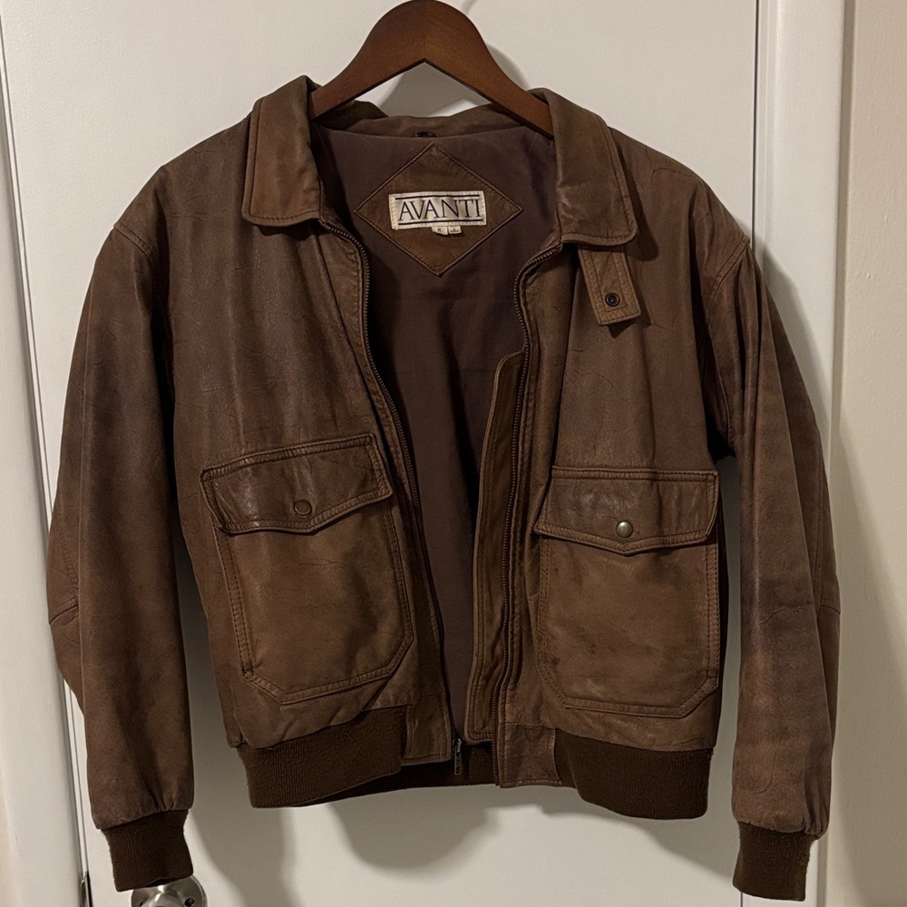 Vintage Leather Bomber Jacket